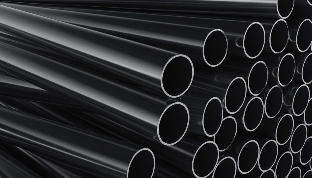 Close-up of plastic pipes on a white background 3d render illustration.