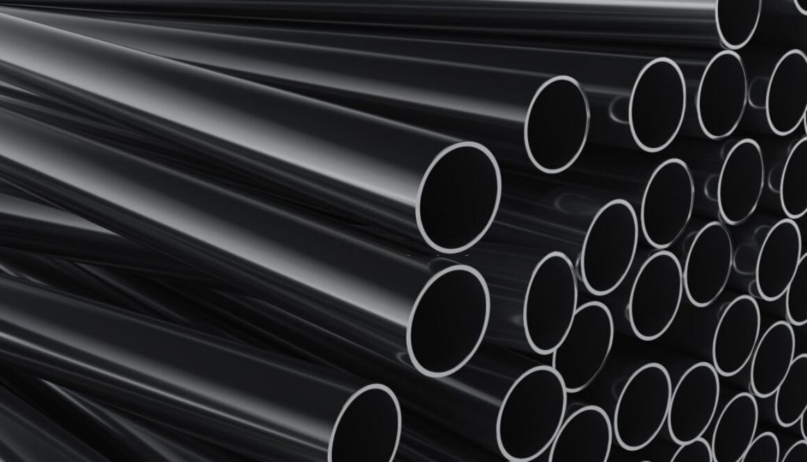 Close-up of plastic pipes on a white background 3d render illustration.