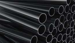 Close-up of plastic pipes on a white background 3d render illustration.