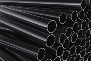 Close-up of plastic pipes on a white background 3d render illustration.