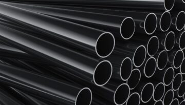 Close-up of plastic pipes on a white background 3d render illustration.