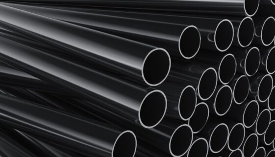 Close-up of plastic pipes on a white background 3d render illustration.