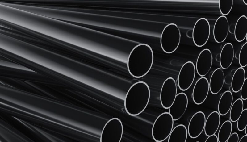 Close-up of plastic pipes on a white background 3d render illustration.